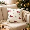 Washable Farmhouse Cushion Shells Christmas Cottage Cover Red Snowy House Pillowcase Decorative Covers Throw Pillow Case for Sofa Couch Home Decor
