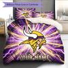 Custom Name Minnesota Vikings2 Pattern Bedding Quilt Set  Home Decoration  Gift (1 * duvet cover + 2 * pillowcase  without core)