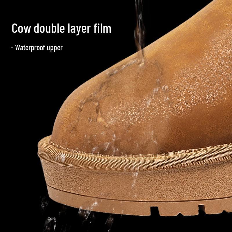 Women's Waterproof Sheepskin Snow Boots - Short, Thick-Soled, Fleece-Lined, Winter 2025