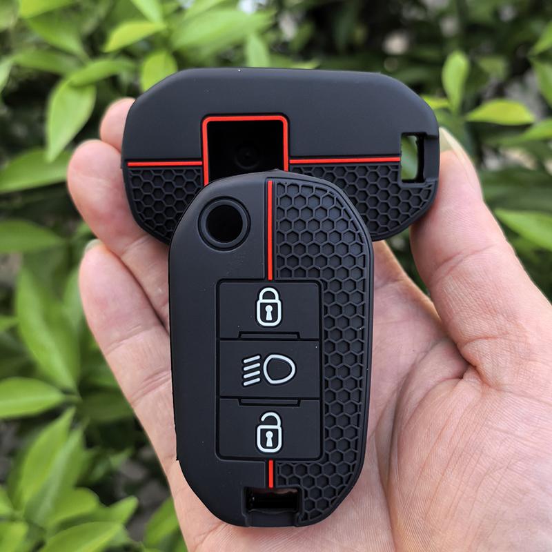For Citroen C3 C4 Cactus C6 C8 For Peugeot 208 308 408 508 2008 3008 4008 5008 3 Buttons Silicone Car Flip Key Case Cover Shell