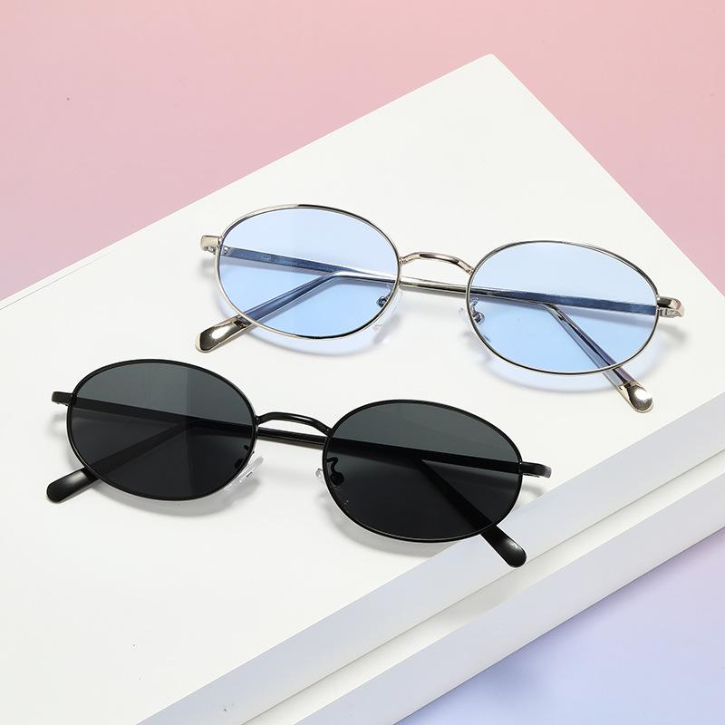 Small Frame Retro Oval Sunglasses Fashionable Men'S And Women'S Street Photography Sunglasses Trendy Round Frame Sunglasses
