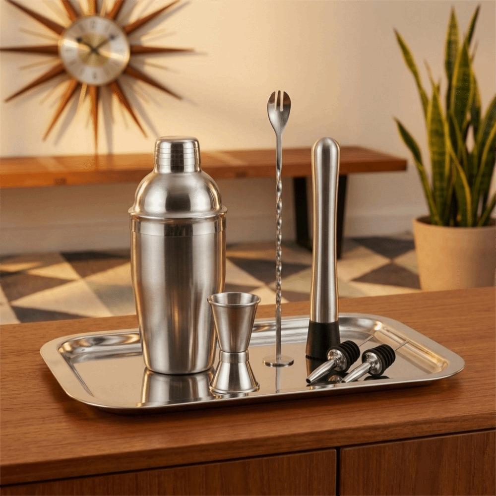 6Pcs/Set Stainless Steel Drink Mixer Bar Set Double Measuring Jigger Drink Shake  Cocktail Making