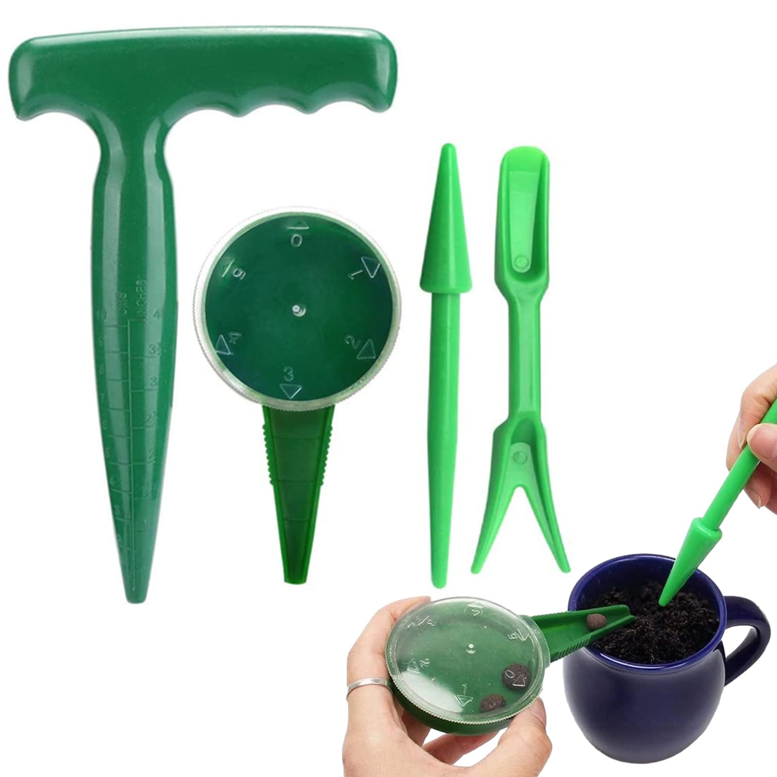 

Coollooda Seed Set of Seed Seed Seed Mini Garden Hand Hand Diver and Weeder Tool for Green Dispenser, 4, Dispenser, Planter, Sower, Tool, Succulents, зелёный