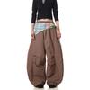 Vintage Spice Girl Loose Mid-waist Removable Splicing Overalls Women's Summer New Paratrooper Pants