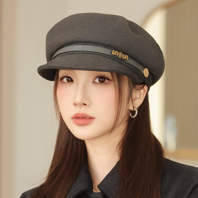 French Casual Belt Buckle Hat Spring and Autumn New Hat Female Retro British Octagonal Painter Hat