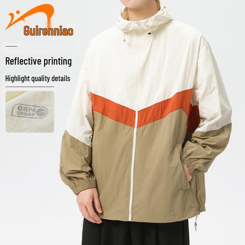 Guirenniao Men s UPF50+ Sun Protection Hooded Jacket L