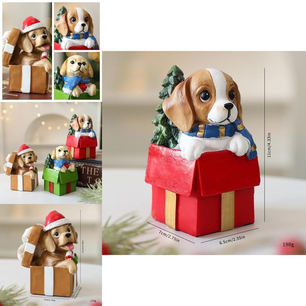Cute Gift Puppy Resin Desktop Ornament For Holiday Scene Display