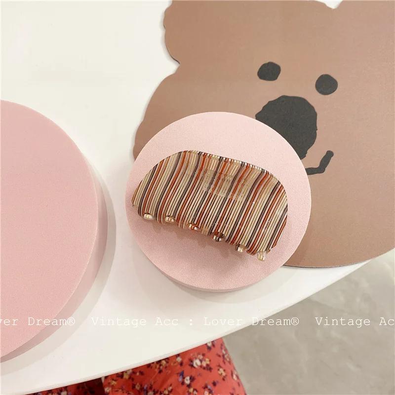 Acetate Hair Claw Medium Size Colorful Grid Plaid Stripe Hair Clip Shark Clips Girls Women Hair Accessories
