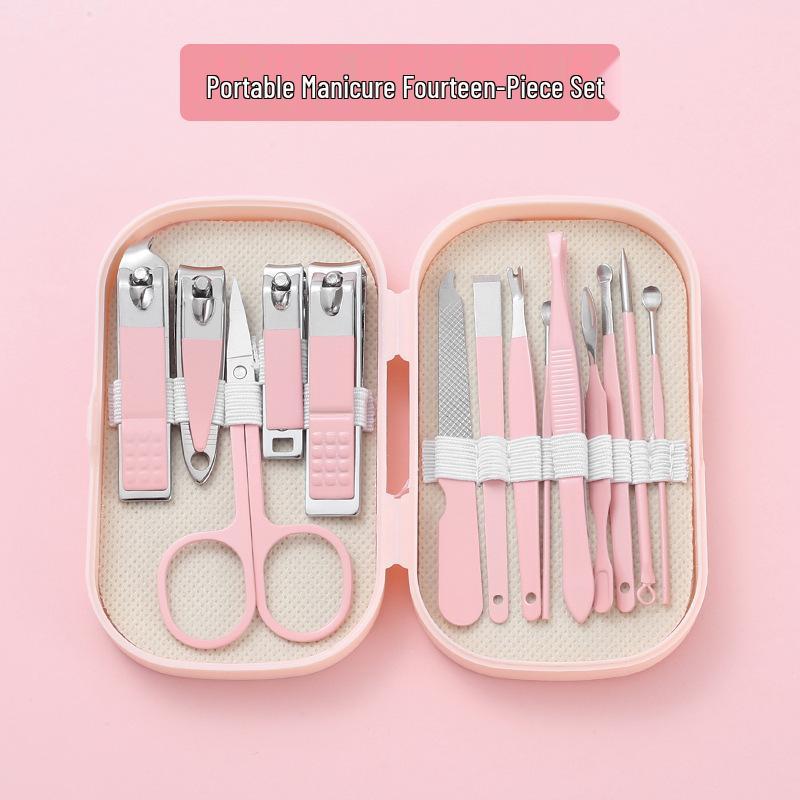 14-Piece High-End Manicure Set: Nail Clippers & Ear Pick