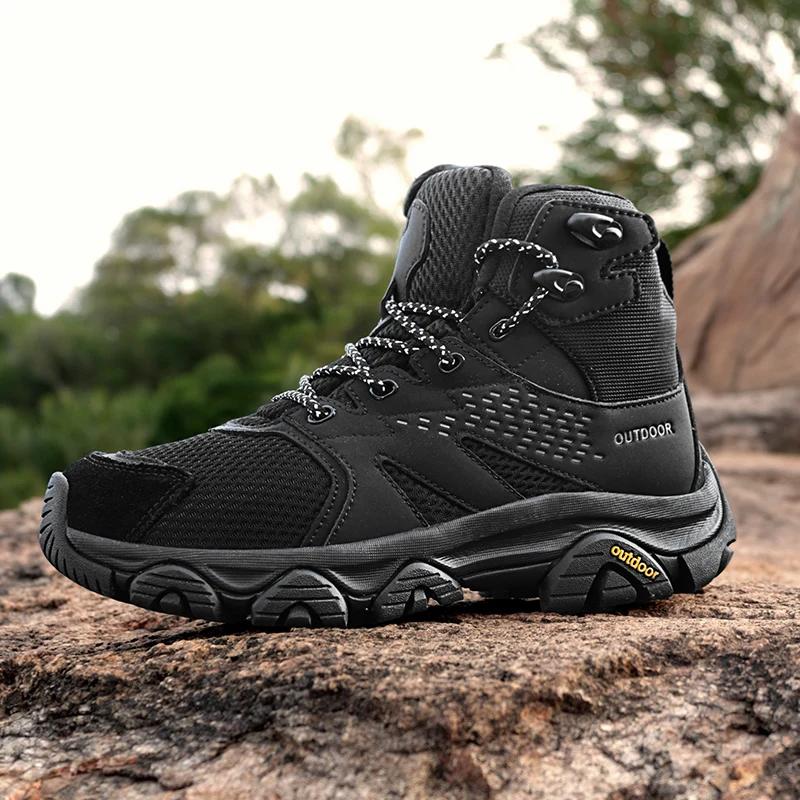 Couples Boots Fashion High Top Sneaker Outdoor Non Slip Wear-resistant Mountain Booties Lace Up Ankle Boots Couples Hiking Boots