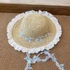 Lightweight Big Brimmed Straw Hat with Garland Woven Sun Cap Elegant Vacation Beach Cap  Summer
