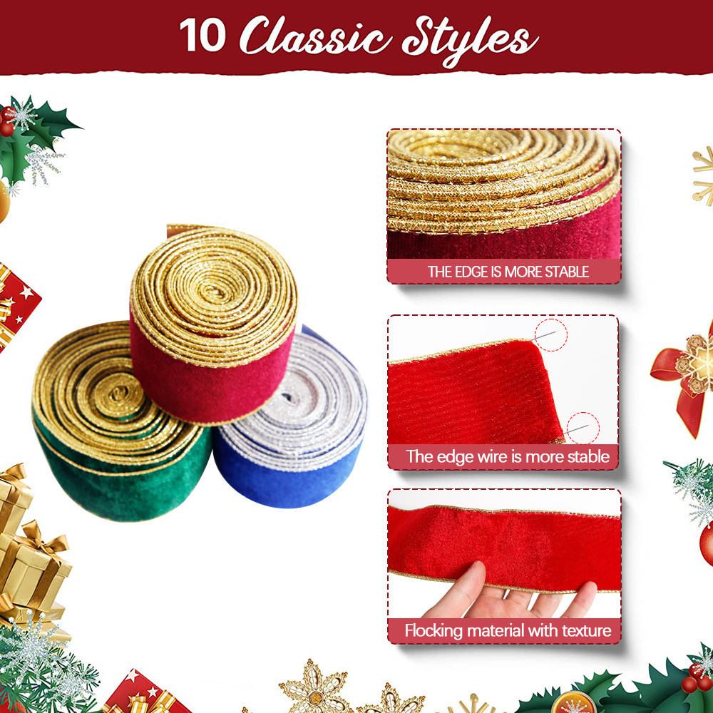 Festive European Style Velvety Christmas Ribbons In Rich Colors For Gift Wrapping