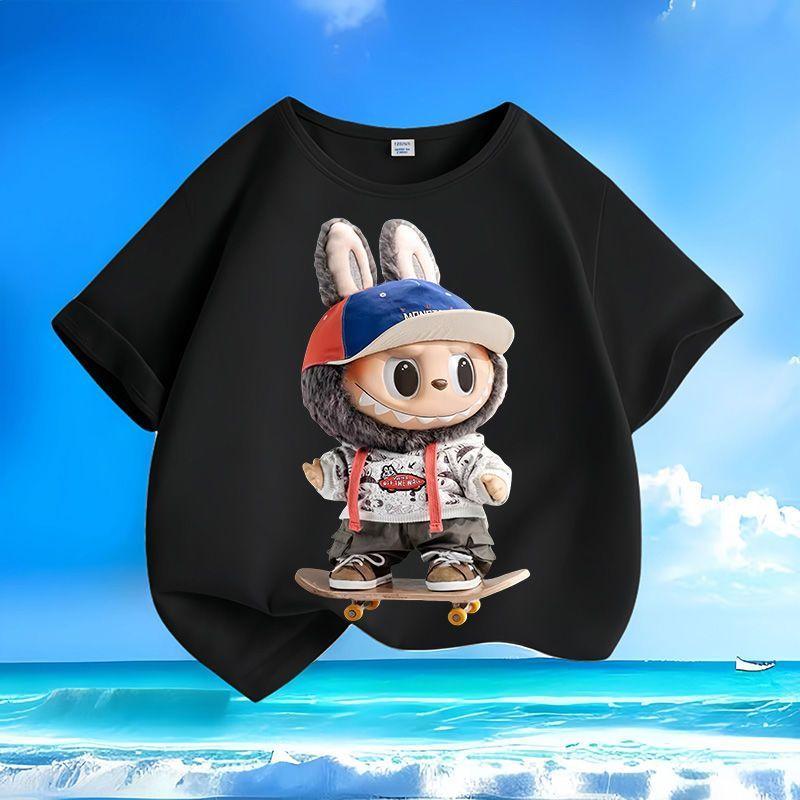 

Милая и яркая лабораторная футболка с принтом 2025 популярный трендовый бренд универсальная с круглым вырезом свободная XL