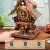 ROKR 3D Puzzle Wooden Hakko Clock with Cuckoo and Chime (Customizable), LED, Precision Timekeeping, Beginner's Assembly Kit, DIY Craft, Creative
