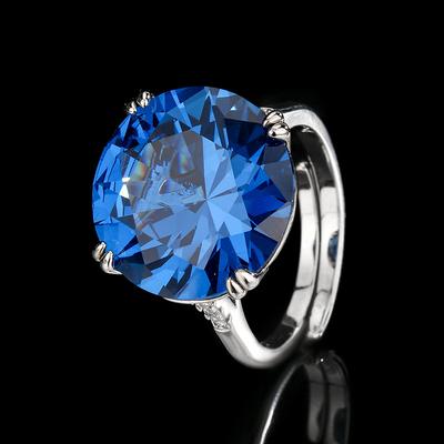 Schmuck Kupferboden Vergoldet Simulations-Blau-Spinell Ring Hauptstein 16mm