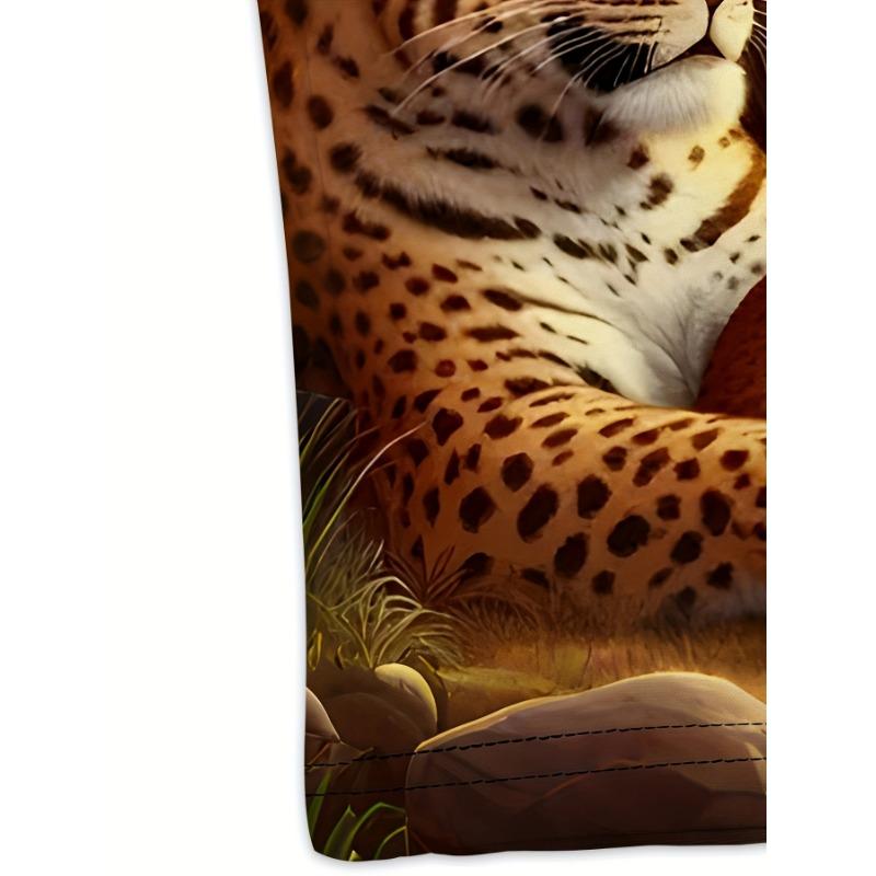 3D Jungle Animals Printed T-Shirt for Men Cool King Lion and Cheetah Cubs Graphic Short Sleeve Tees Trendy Summer Round Neck Streetwear Clothing
