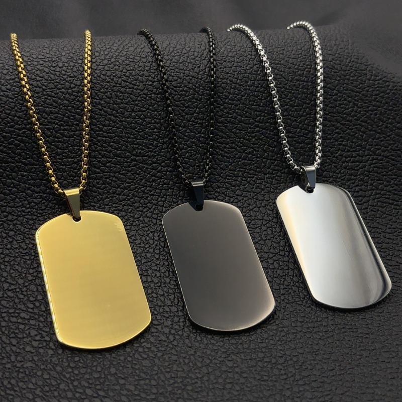 Stainless Steel Pendant Blank Military Brand Necklace Laser Engraving Titanium Steel Necklace
