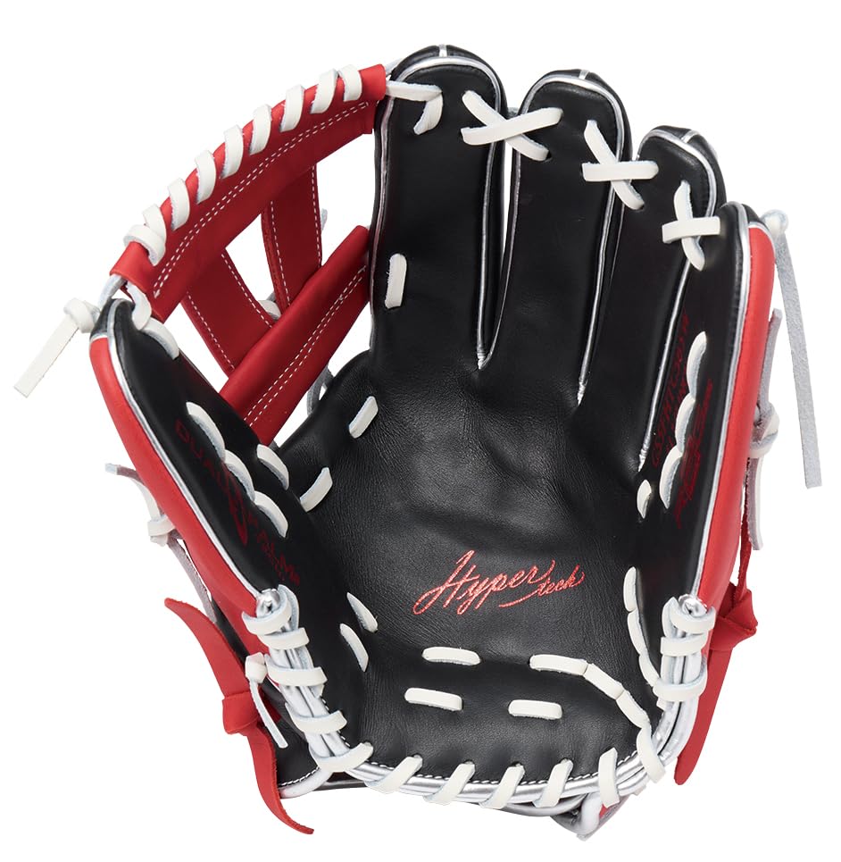 Rawlings HYPER TECH COLORS Baseballhandschuh zum Werfen Herren (GS5FHTC565W) Softball, Allround, Schwarz/Scharlachrot, 11,75 Zoll, Rechtshänder
