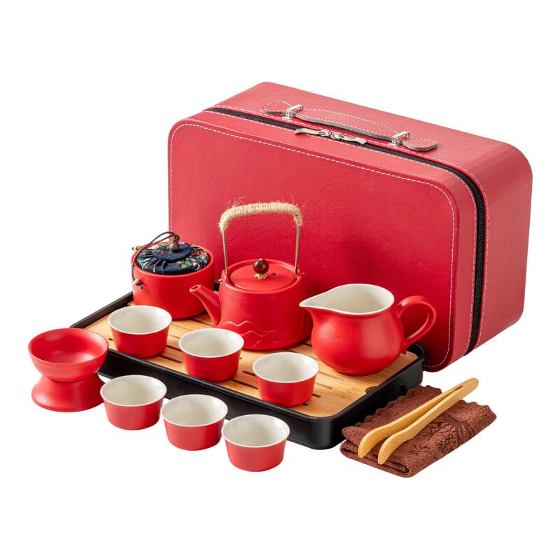 Black Pottery Ceramic Kung Fu Tea Set with Tea Tray