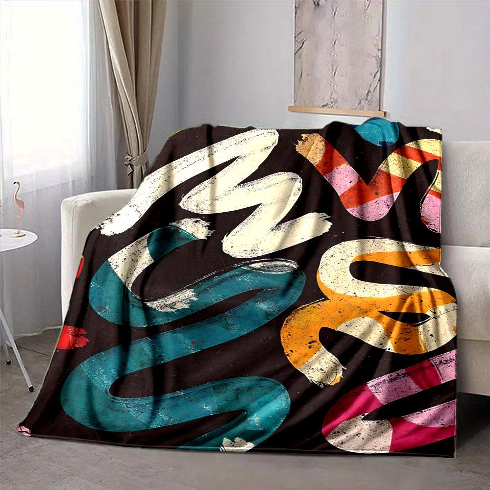 1pc Abstract Art Print Blanket Warm,Perfect for Camping And Travel, Making It a Great Gift for Any Season yy250904168