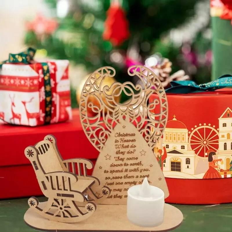 Christmas Heaven In Poem Tree Rocking Chair Candle Lights Memorial Ornament Gift