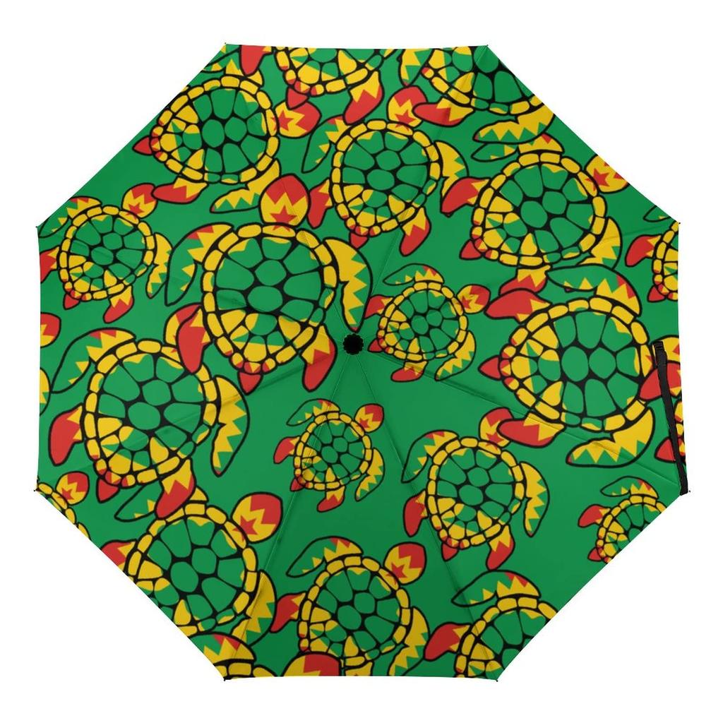 Ocean Sea Turtle Folding Rain Sun Umbrella Sea Creatures Travel Umbrellas Compact Lightweight Windproof for Teens Adults Kids