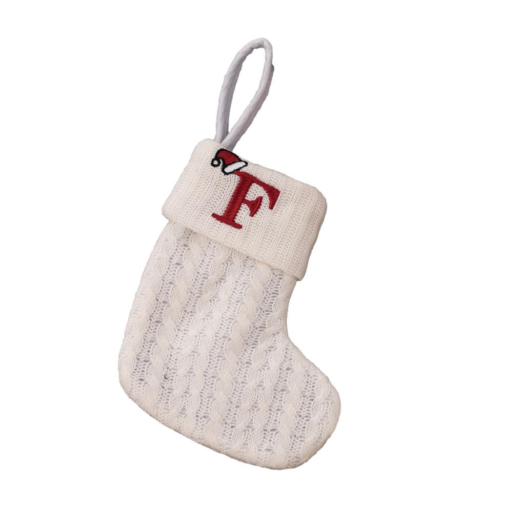 With Hanging Rope Christmas Stocking Children Candy Bag Decoration Knitted Pendant White Snowflake 20*10cm Alphabet Rattanand