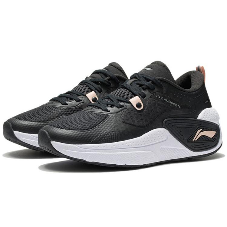 New LiNing Cushioned Anti Slip Wear Resistant And Water Resistant Low Top Casual Shoes Women's Black Pink AGLR332-1