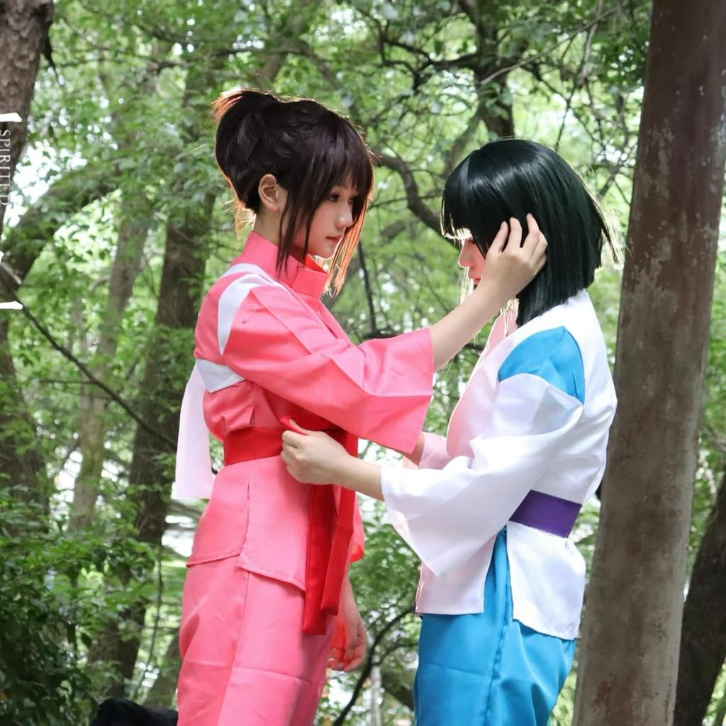 Fansaara White and Pink Japanese Kimono Costume Set for Anime School Cultural and Photoshoots Size Women's Cosplay, Movies, Halloween, Christmas,