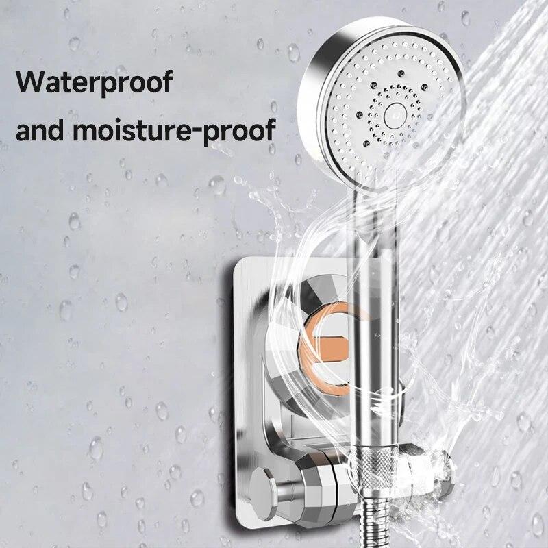 Showerhead Holder Suction Cup Holder Adjustable Detachable Hanging Rack Plating Shower Head Holder Bathroom Wall Mount Bracket