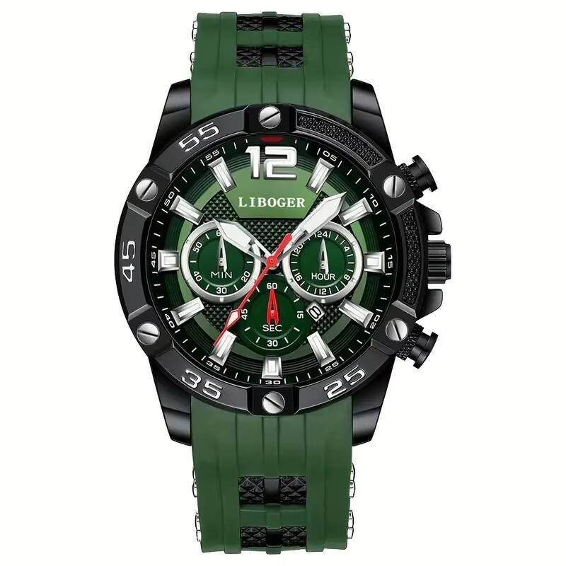 Luxury Large Dial Men Watches Casual Silicone Strap Calendar Quartz Wristwatches Mens Clock Reloj Hombre