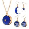 Damen Mode Blaue Stern Halskette / Einzigartige Lange Asymmetrische Ohrringe / Symmetrische Ohrringe Schmuck