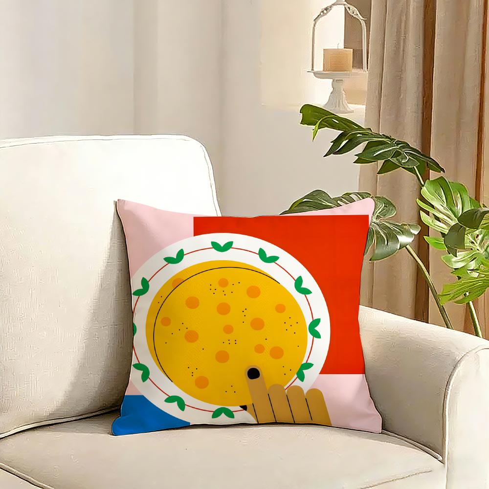 food illustration Cushion Cover Reversible Plush Pillow Cover Soft Fluffy Home Decor for Sofa Bedroom