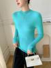 Women's Slim-Fit Cashmere Knit Top - Fashionable Half-High Neck, Casual Versatile Sweater