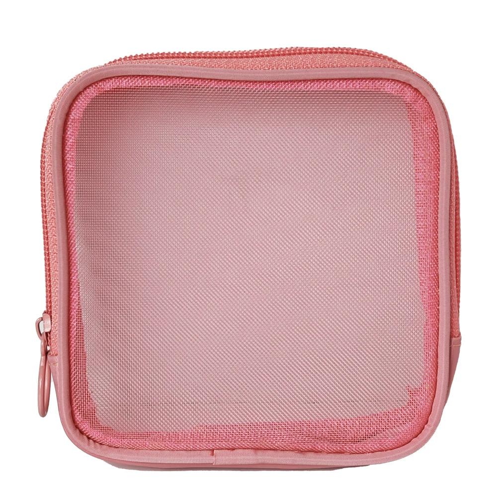 Einfarbige Reißverschluss-Münzbörse Nylon-Netz-Münzbeutel Niedliche Geldbörse Kosmetiktasche Tragbare Make-up-Tasche Datenkabel Lippenstift-Aufbewahrungstasche