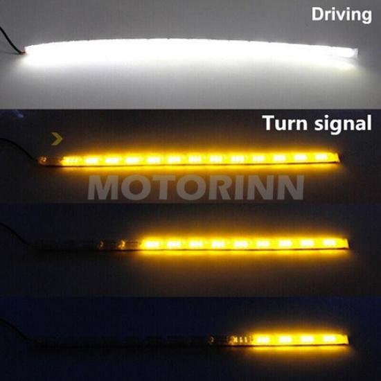 Turn Signal Lamp 2* 14LED Switchback Car Flexible LED Strip Light DRL Sequential