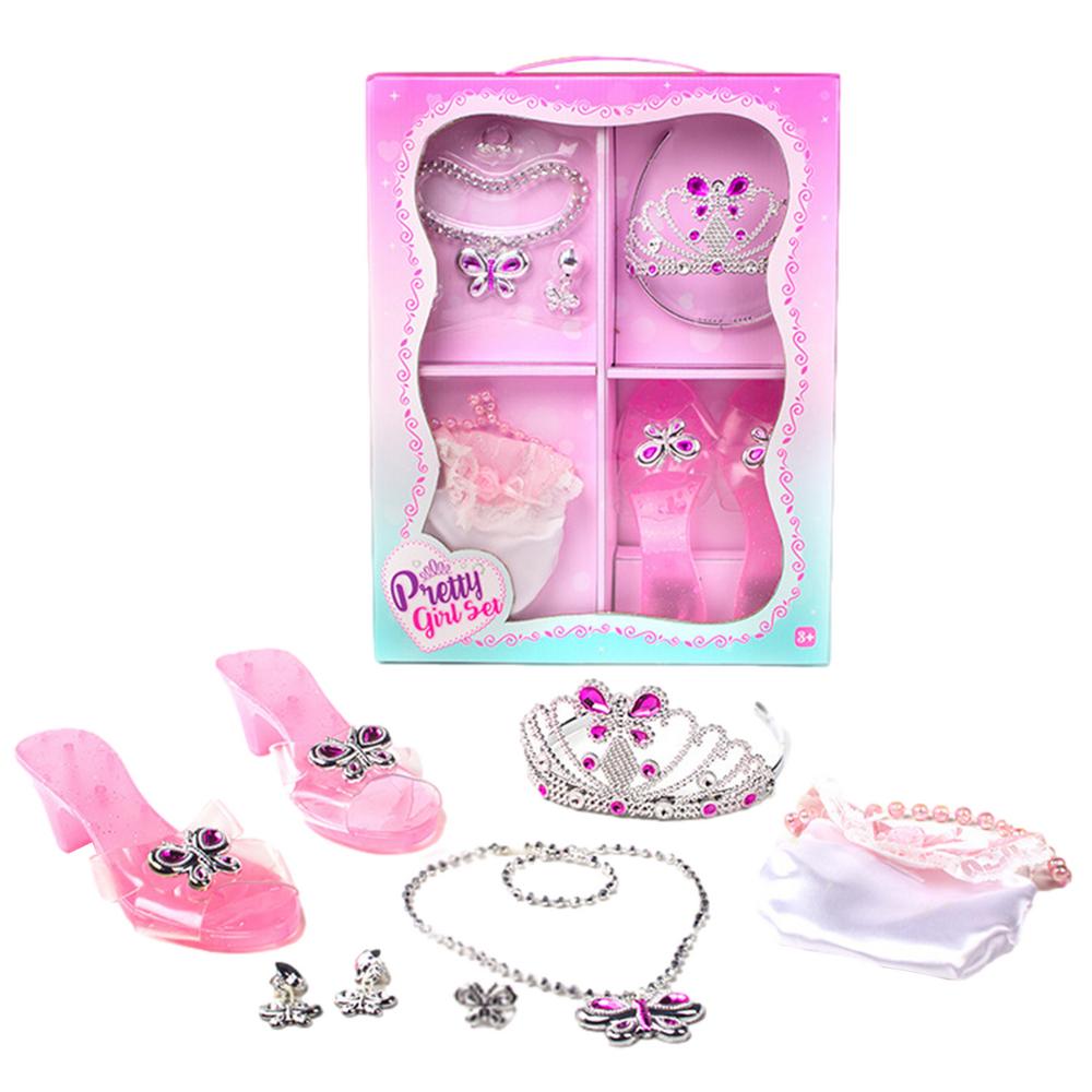 

Princess Jewelry Decorate Necklace Earrings Shoes Pretend Play Sets Girls Dress Up Birthday Gift Princess Dress Up Play Toy