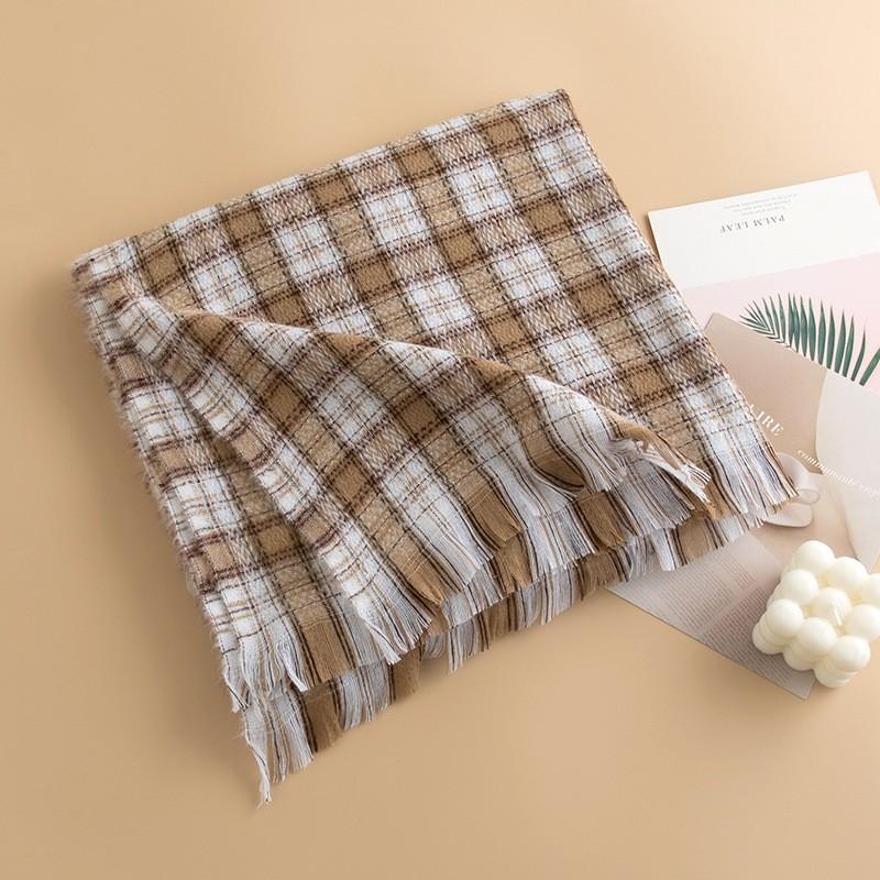 New Korean Imitation Cashmere Scarf High End Versatile Plaid Shawl Couple's Long Winter Warm Scarf