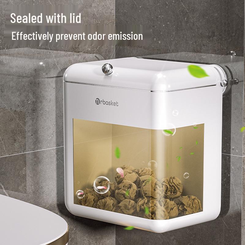 Wall-Mounted Suction Cup Trash Can with Lid – Large, Stylish Bathroom and Living Room Waste Basket