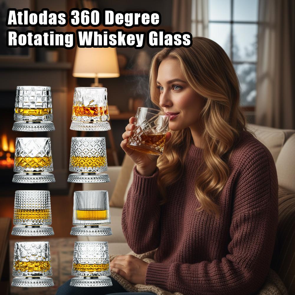 2 Stück Hohe Transparenz Kristall Drehbar Glasbecher, Lustiger Dekompressions Drehbarer Becher Mit Glasboden 360° Drehbar Whiskeyglas