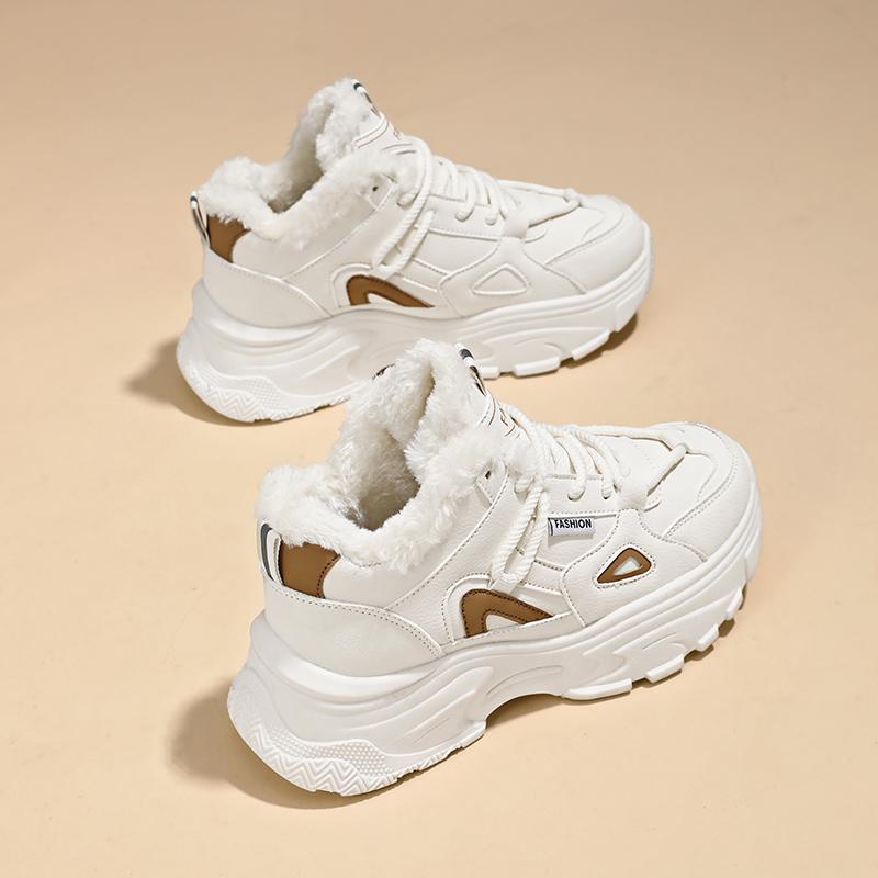 TUINANLE Teplé zimní tenisky dámské kožešinové bavlněné boty ležérní sportovní skateboardové trenéry plyšové pohodlné sněhule