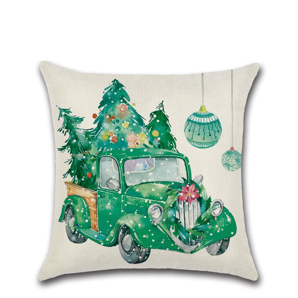 New Linen Printed Christmas Cushion Cover Home Sofa Decoration Cushion Cover