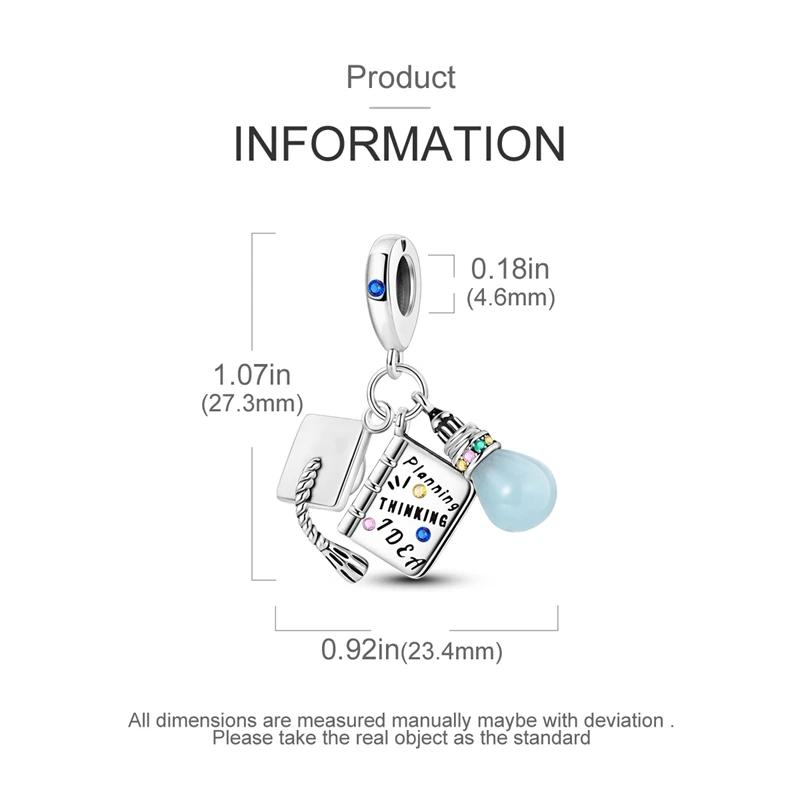 Charms Platalight Bulb, Book, Doctoral Cap Pendants Fit Originalbracelets Charms For Women Jewelry Diy Making Gifts