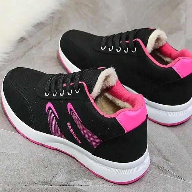 WTEMPO Podzimní a zimní všestranné tenisky s plochým dnem Dámské Neklouzavá měkká podrážka Běžecké boty Teplé bavlněné boty