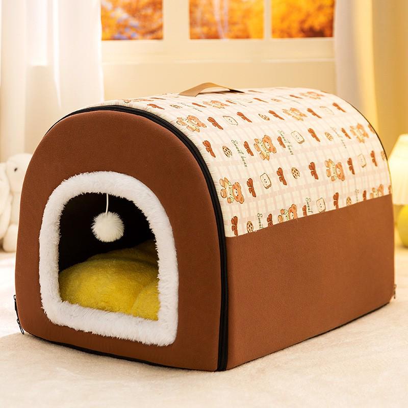 Houndstooth Dog Bed for Large Dogs & Cats - Autumn/Winter Deep Sleep Bed