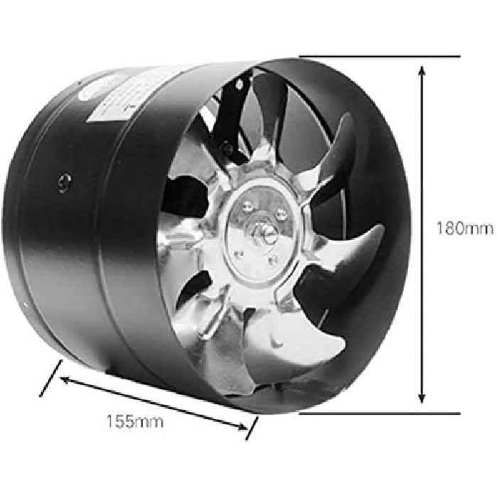 7Inch Inline Duct Fan Air Ventilator Metal Pipe Ventilation Exhaust Fan Mini Extractor Bathroom Toilet Wall Fan Duct