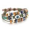 Bohemian Multilayer Braided Leather Bracelet with Eye Beads, Adjustable Couple Wristband