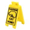 Funny Cat Vomit Sign Bright Yellow Unique Design Warning Sign Vomit Sign Desk Decoration