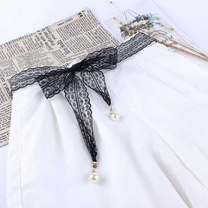 Sweet Decorative Lace Waist Belts Pearl Pendant Clothing Accessories Chain Belt Elegant Dress Waist Chain For Women