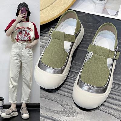 Sommer Dicke Sohle Erhöhte Sandalen Damen Taschenkopf 2024 Neu Hohl Atmungsaktiv Freizeit Retro Damen Einzelne Schuhe
